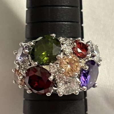 NVC Nataliya V Collister Cubic Zirconia CZ Multi Color Silver Tone Dome Ring 10