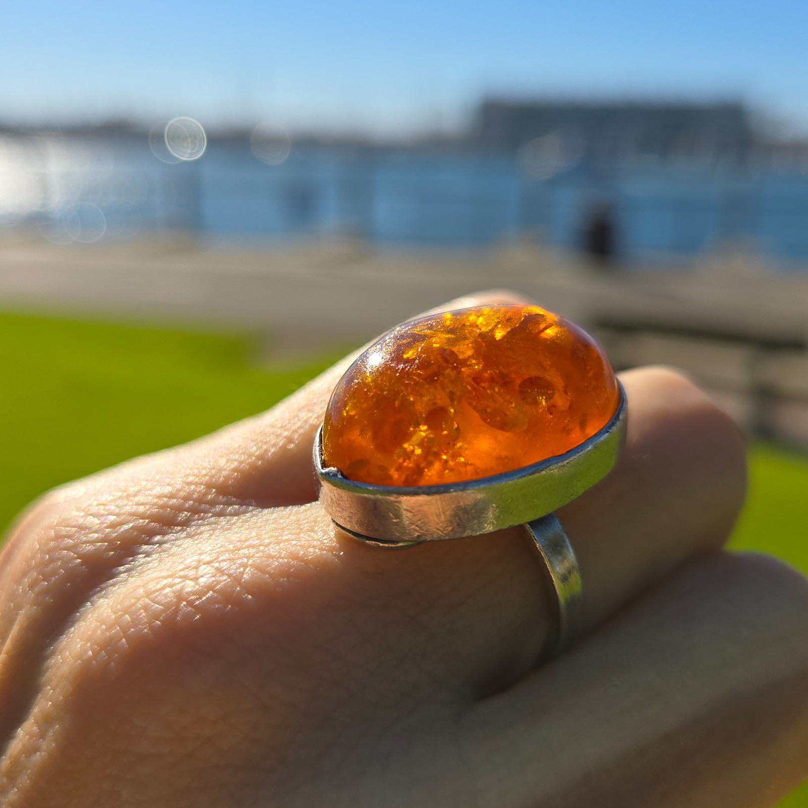 Large Amber Statement Ring Modern/Vintage SZ 6.25… - image 12