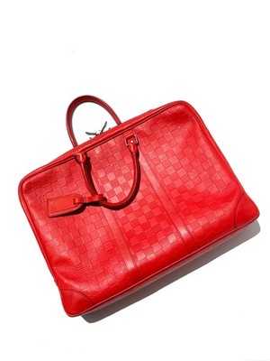 Louis Vuitton Porte Document Voyage Red Damier Infinity Leather Briefcase Bag