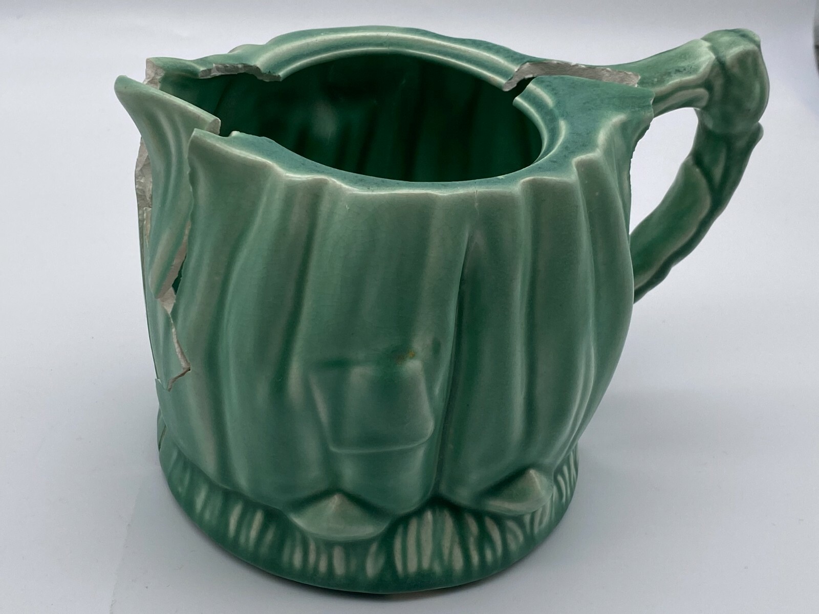 Art Deco Arthur Wood Green Sailor Teapot No Lid Broken Repair Project