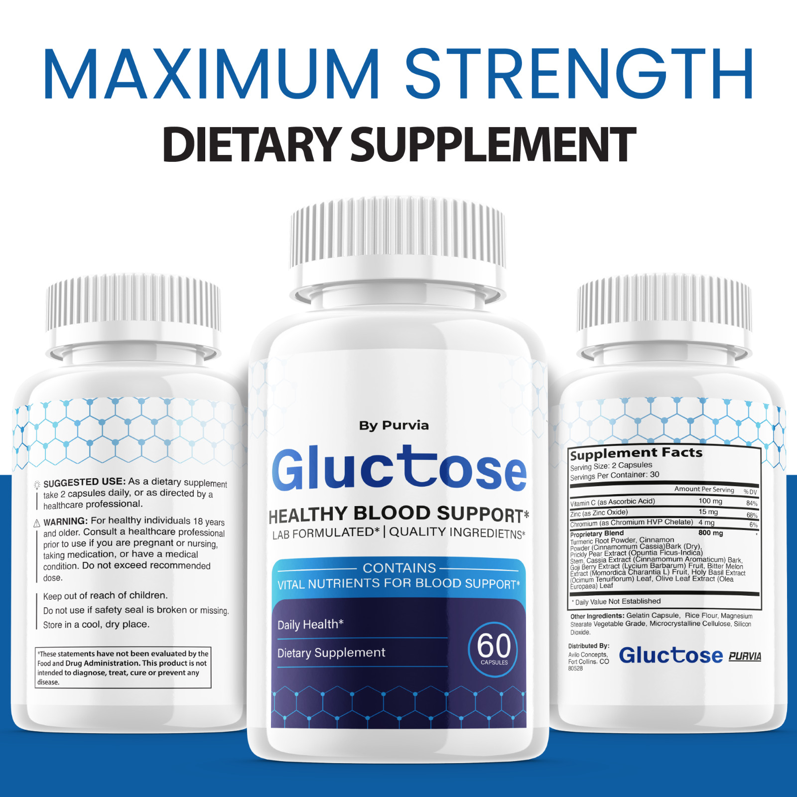Gluctose Advanced Support Supplement, Tablets for Maximum Strength (60 Capsules)