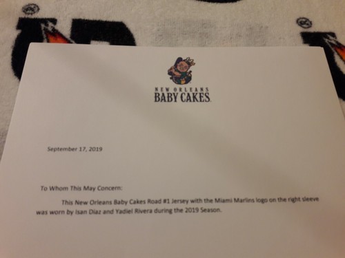 ISAM DIAZ / YADIEL RIVERA New Orleans Baby Cakes GAME USED WORN JERSEY MARLINS - Picture 10 of 10