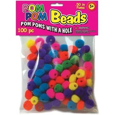 Pepperell Pom-Pom Beads .5" 100/Pkg, Assorted