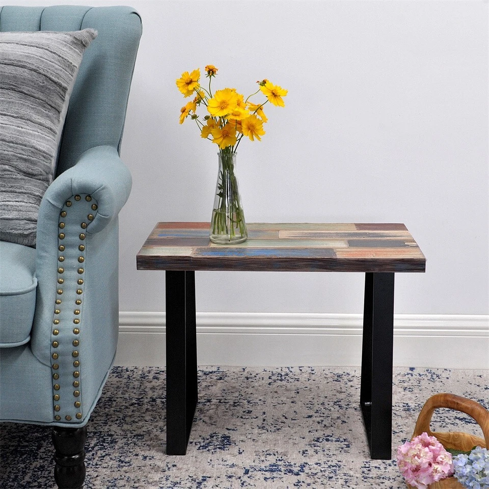 Greenage Side Table Reclaimed Wood Small Accent Coffee End Table Rectangular - Image 2 of 4