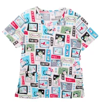 SB Scrubs Scrub Top Women's  V-Neck Winter Fun Snow Penguins Polar Bears Snowmen