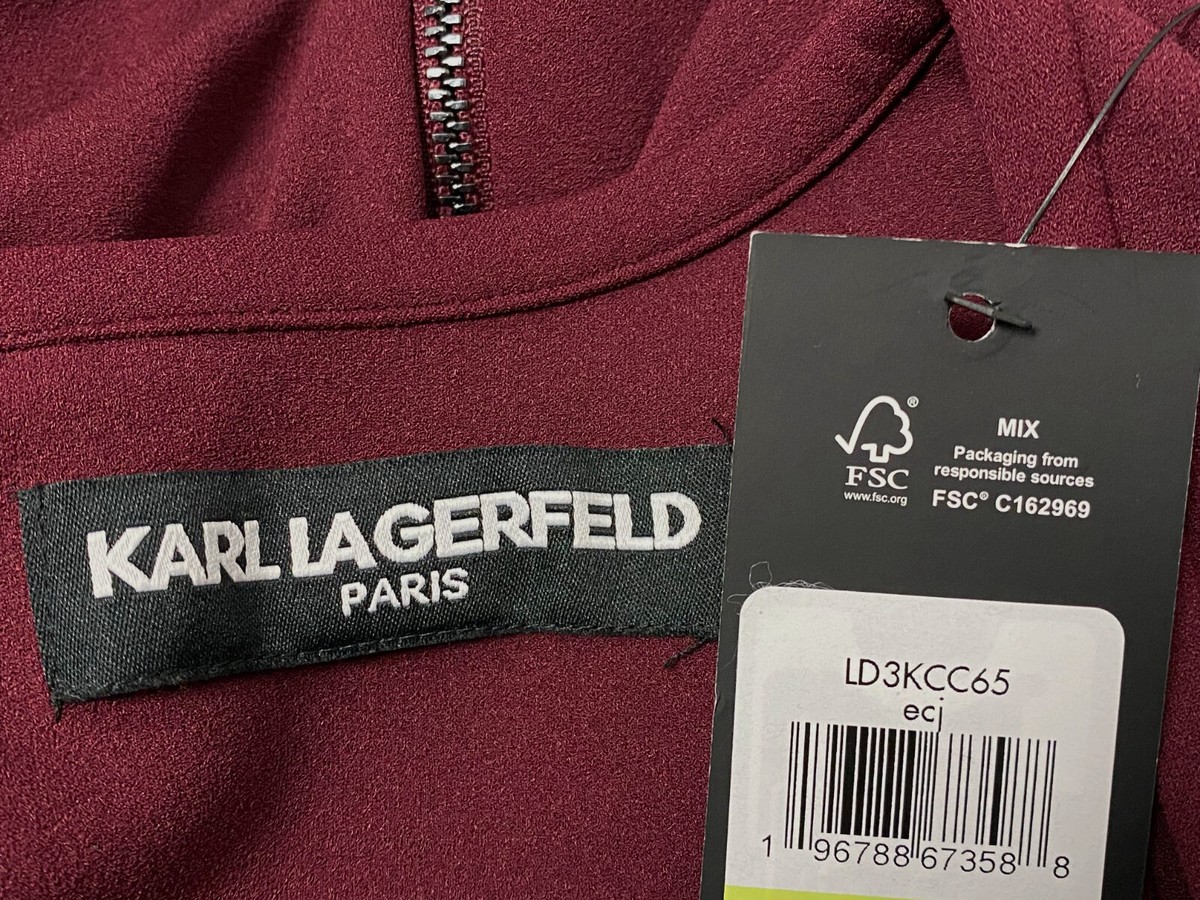 Karl Lagerfeld Paris Women's Red Pleated Square Neck Puff Sleeve
