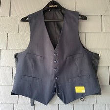 NWT70s Vintage Gray Pin Stripe 6-Button Mens Swanky Dapper 4-Pocket Vest Size 48