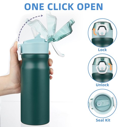 Stainless Steel Insulated Water Bottle With Straw Lid 18oz Reusable Metal Thermo - Picture 3 of 6