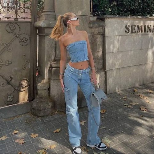 denim top zara