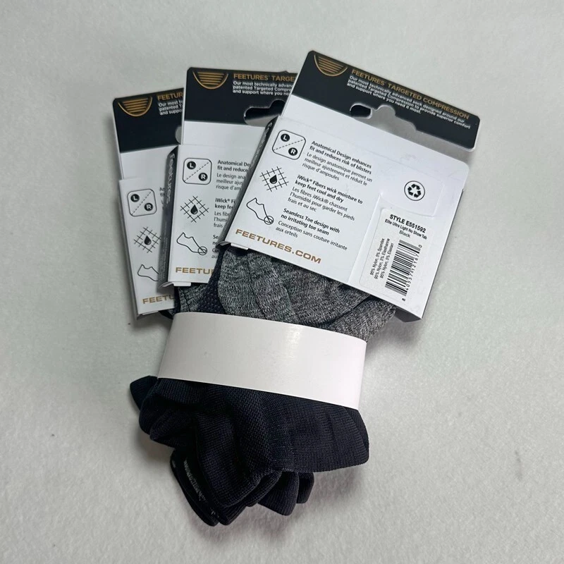 3 pares de calcetines negros Feetures Elite ultra ligeros con pestañas sin mostrar talla M para mujer Foto 2 de 4