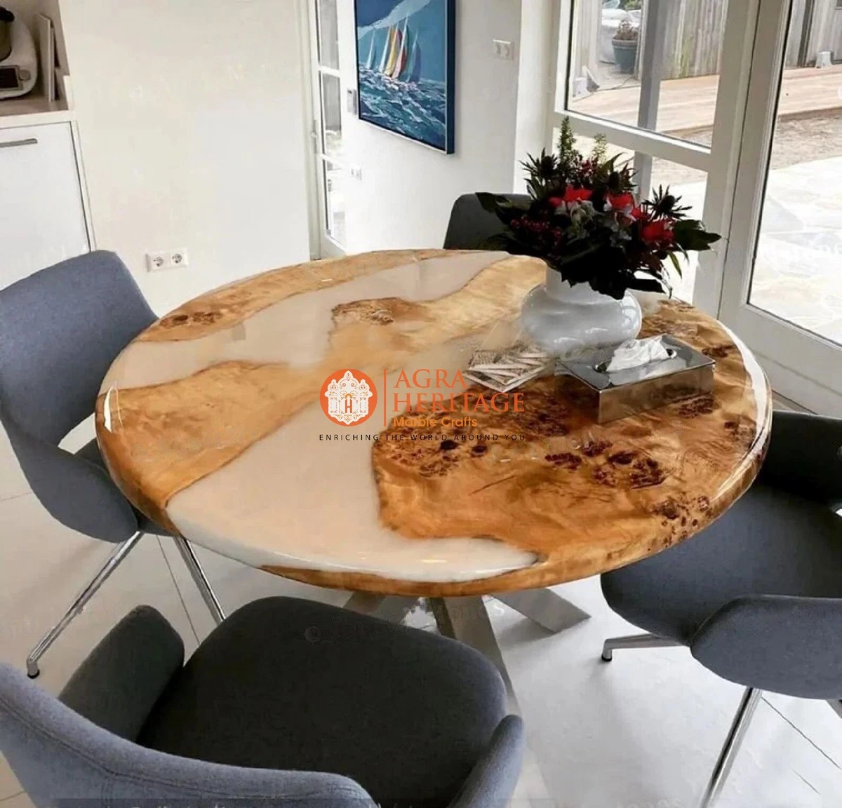 White Epoxy Resin Table Round Epoxy Table Epoxy Resin River Tables Home Decors