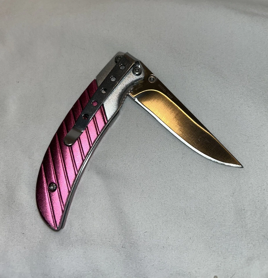 Cuchillo de Bolsillo Plegable Browning Modelo 5622 Prism II Forro Bloqueo Borde Liso Rosa SS Foto 4 de 4