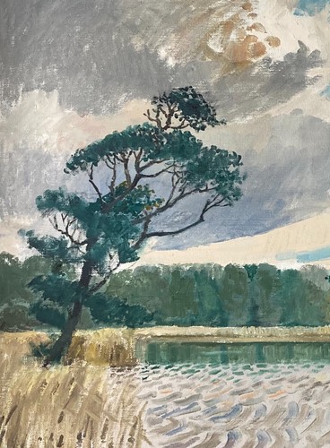 Ölbild Impressionist Karl Adser Kiefer am Seeufer mit fliegenden Enten 60x72 cm - Bild 5 von 9