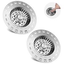 2 Pack Kitchen Sink Drain Strainer Stopper Kit Stainless Steel Pop-up Brand New