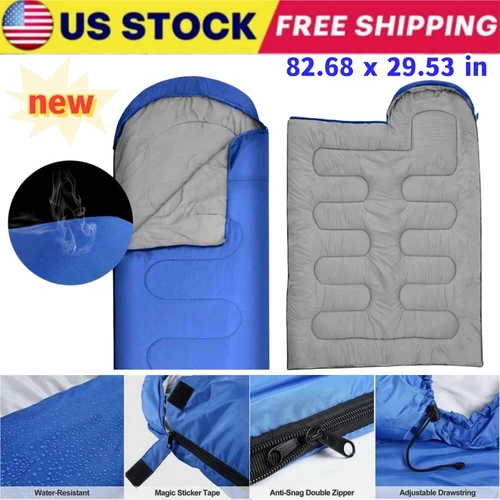 Outdoor Envelope Sleeping Bag Waterproof Warm Adult Camping Hiking for 4 Season