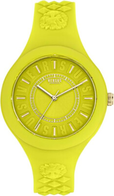 Versus Versace Womens Watch Fire Island Fashion Sport Silicone Strap Yellow 39mm