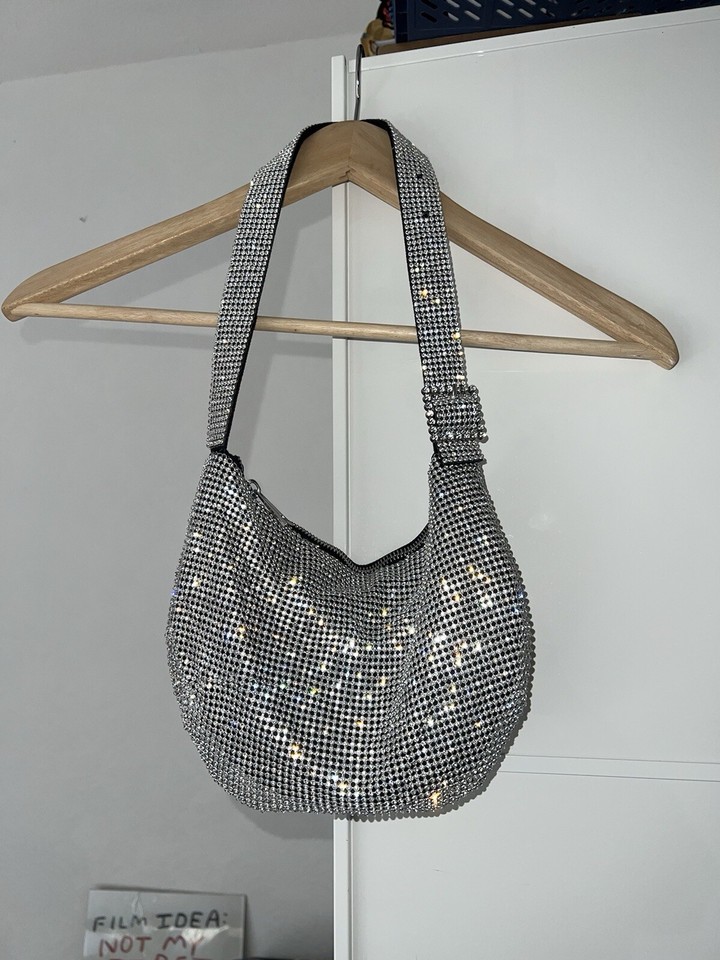 Silver Rhinestone Diamante Sparkly Shoulder Bag Asos Party