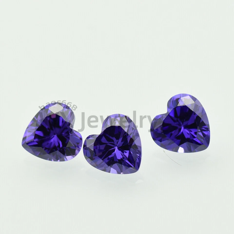 Piedra suelta circonita cúbica violeta corte corazón 3x3-12x12 mm alta calidad 50 un. Foto 4 de 4