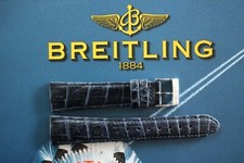 NOS 20MM DK NAVY BLUE CROCODILE BUCKLED WATCH BAND WATCHBAND STRAP FOR BREITLING