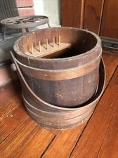antique Firkin Sewing Barrel, basket, bucket￼ original Lap Wood