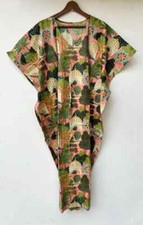 Indian Floral Printed Kaftan Cotton Hippie Maxi Women Nightwear Caftan Dress