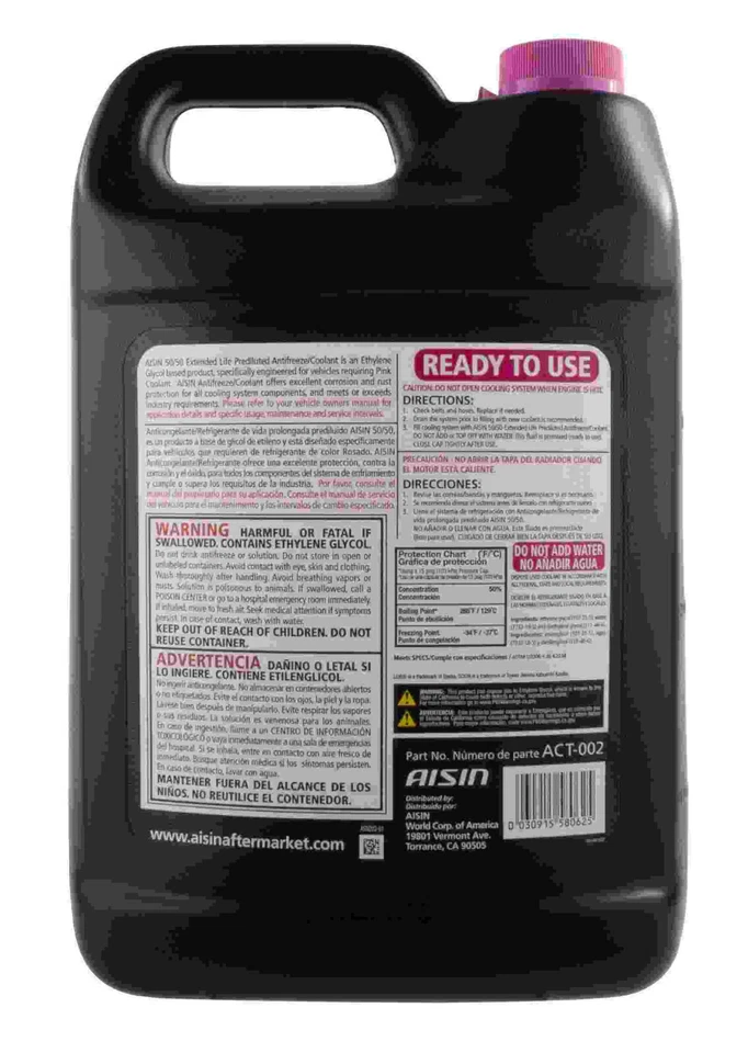 2 GALLON KIT AISIN 50/50 (PINK) Engine Coolant Antifreeze Fluid For LEXUS TOYOTA - Image 3 of 4