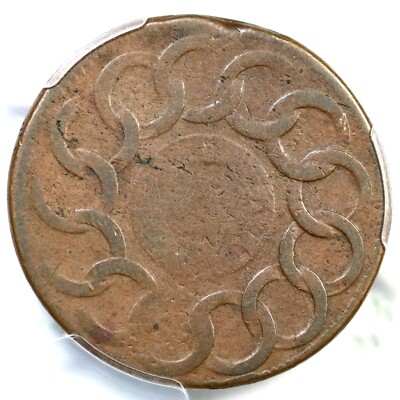 1787 N 12-Z R-5- PCGS F 12 Raised Rims Fugio Cent Colonial Copper