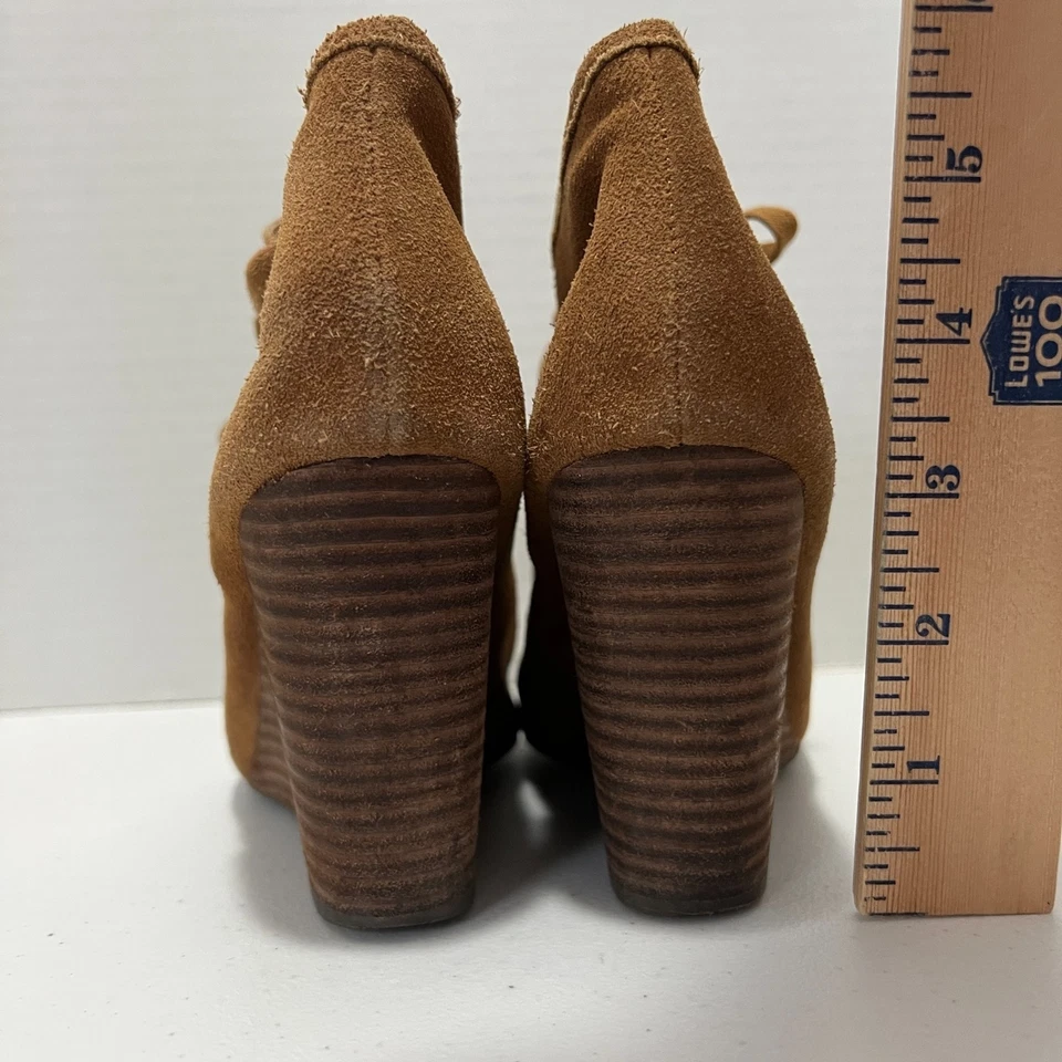 Zapatos para mujer Kelsi Dagger Brooklyn Martha con cordones cuñas bronceadas gamuza 6 M Foto 4 de 4