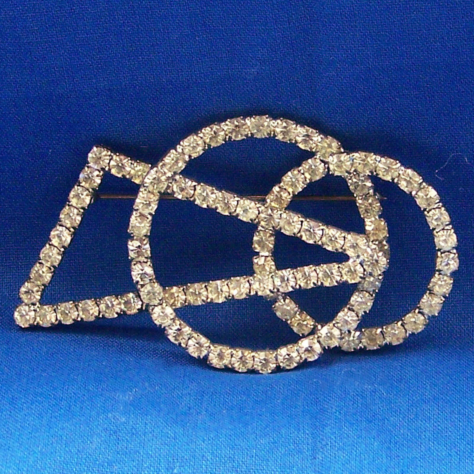 Pin Large Triangular & Circle Clear Rhinestone Si… - image 1
