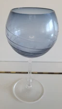 1 MIKASA CHEERS BALLOON WINE GOBLET TEAL BLUE POLKA DOTS STRIPES 9 INCH 20 OZS