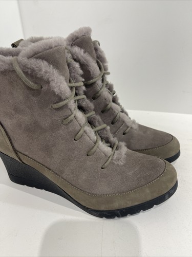 UGG Damengröße 8 Bridgit Maulwurf Leder Wolle gefüttert Absatz Winterstiefel wasserdicht - Bild 5 von 12