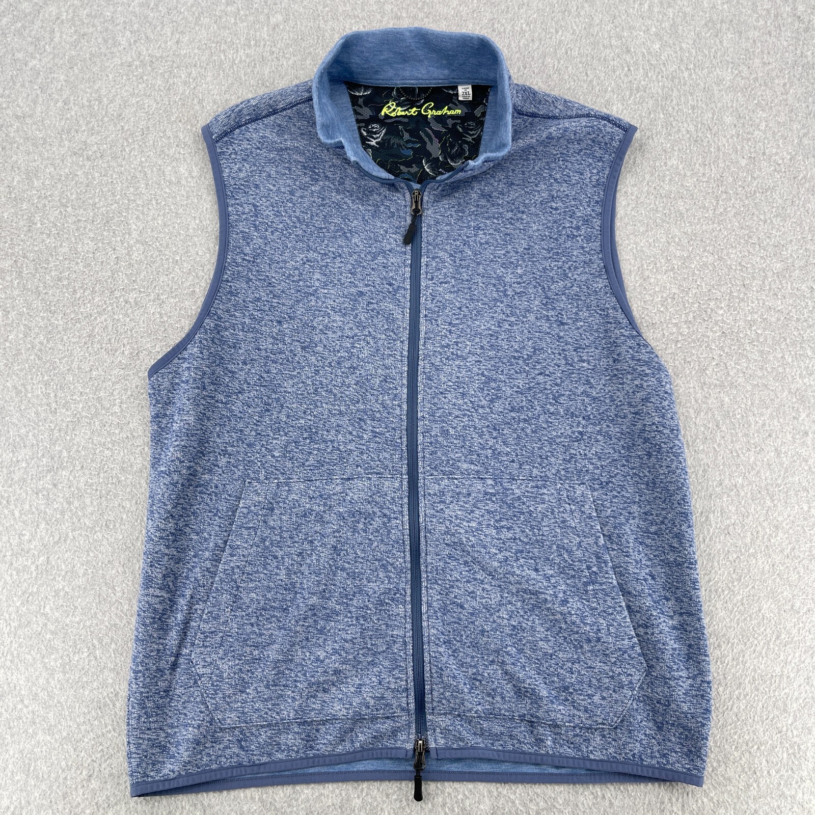 Robert Graham Vest Men's 2XL XXL Blue Full Zip Classic Side Pockets Lightweight