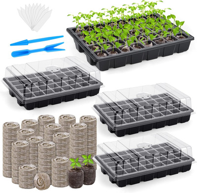 3 Pack Seed Starter Tray Kit 120-Cells Germination Starter Tray with Humidity Do