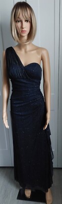 BLONDIE NITES NAVY BLUE WITH GOLD SPARKLE GOWN FORMAL/BRIDAL/PROM