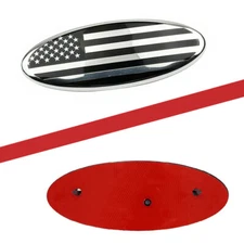 Chrome 9" American Flag Grille Tailgate Emblem for F-150 F-250 F-350 Edge Ranger