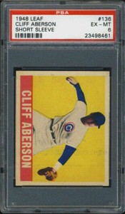 1948 Leaf #136 Cliff Aberson (Short Sleeve) PSA 6 Chicago Cubs