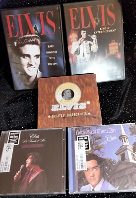 ELVIS 3 CDs 2 DVDs LOT JUKEBOX HITS & GOSPEL CDs RARE MOMENTS/ENTERTAINMENT DVDs