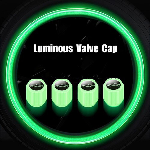 4X Fluorescent Car Tire Valve Cap Auto Tire Valve Stem Caps Night Luminous Green - Picture 3 of 13