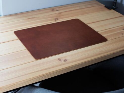 Genuine Leather Desk Pad Large Leather Mouse Mat Handmade Desk Blotter Gift - Afbeelding 1 van 4