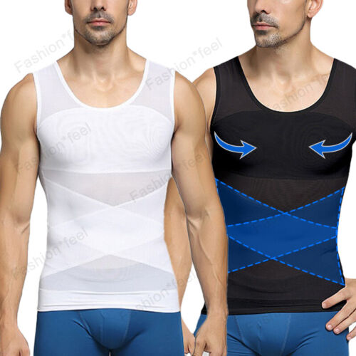 Mens Tummy Control Compression Vest Tank Top Body Shaper Shapewear Underwear US