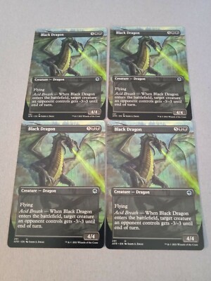 4x D&D Forgotten Realms Black Dragon Full Art NM/M Magic The Gathering Mtg
