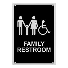 Family Restroom Sign, 8.5 x 11 in", ADA Unisex Family Assisted Sign