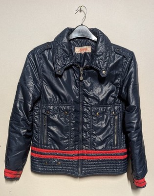 Fusalp Ski Jacket Vintage Puffer Blue Red Stripe France Size EU 44 UK 12-14 Coat