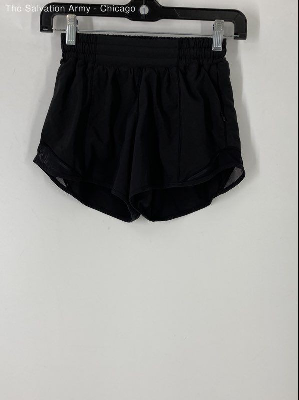 Lululemon Womens Black Elastic Waist Pull-On Activewear Athletic Shorts Size 2