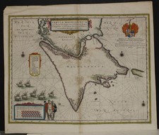 SOTHERN CHILE SOUTHERN SOUTH AMERICA 1640ca BLAEU UNUSUAL ANTIQUE ORIGINAL MAP