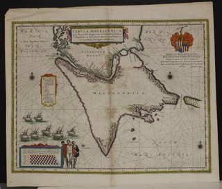 SOTHERN CHILE SOUTHERN SOUTH AMERICA 1640ca BLAEU UNUSUAL ANTIQUE ORIGINAL MAP