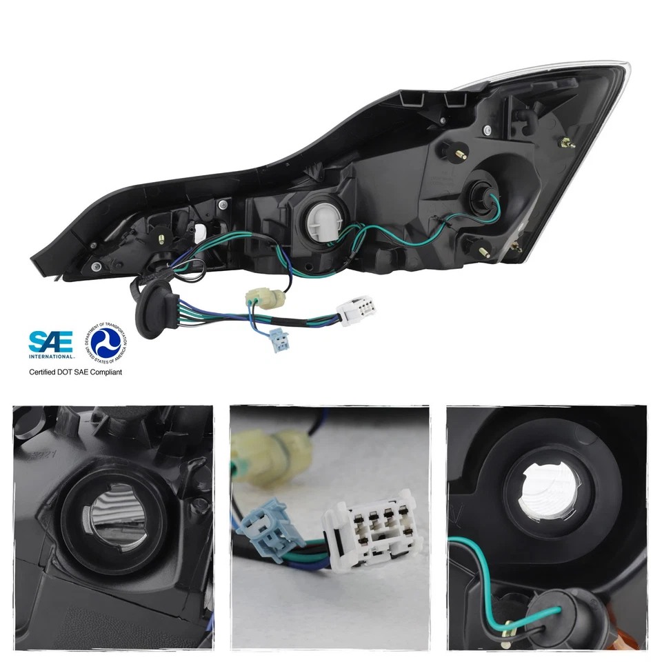 Fits 2008-2015 Infiniti G37/ Q60 Coupe OE Pair Tail Lights - Black Housing - Image 3 of 4