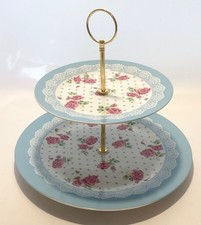 Vintage Two Tier Floral Cake Stand By Premier Porcelain Mother's Day