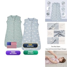 Insular Wearable Blanket 2 Pack Cotton Baby Sleep Sack 2-Way Zipper Boys Girls