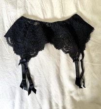 Victoria s Secret Vintage Satin Lace Garter Belt 90s Y2K Black Size M/L